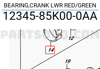 Suzuki 1234585K000AA BEARING,CRANK LWR RED/GREEN