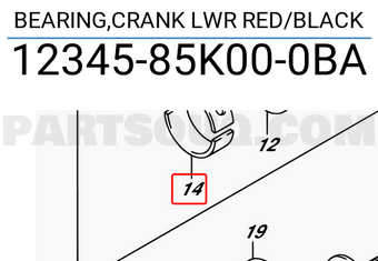 Suzuki 1234585K000BA BEARING,CRANK LWR RED/BLACK