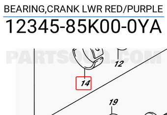 Suzuki 1234585K000YA BEARING,CRANK LWR RED/PURPLE