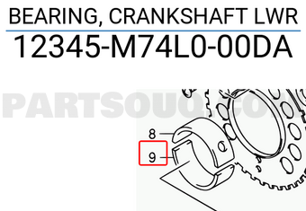 Suzuki 12345M74L000DA BEARING, CRANKSHAFT LWR