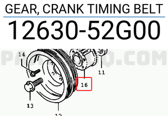 Suzuki 1263052G00 GEAR, CRANK TIMING BELT