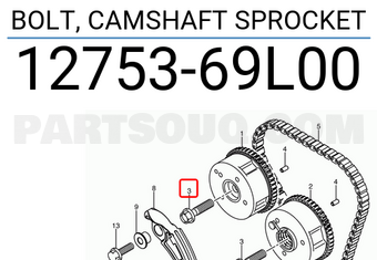 Suzuki 1275369L00 BOLT, CAMSHAFT SPROCKET