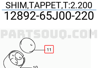 Suzuki 1289265J00220 SHIM,TAPPET,T:2.200