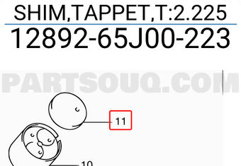 Suzuki 1289265J00223 SHIM,TAPPET,T:2.225