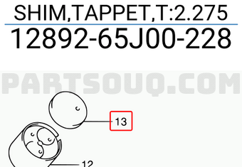 Suzuki 1289265J00228 SHIM,TAPPET,T:2.275