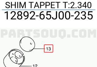 Suzuki 1289265J00235 SHIM TAPPET T:2.340
