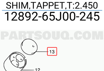 Suzuki 1289265J00245 SHIM,TAPPET,T:2.450