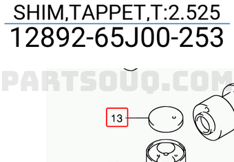 Suzuki 1289265J00253 SHIM,TAPPET,T:2.525