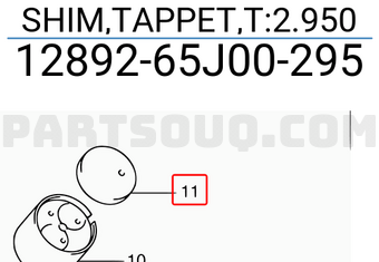 Suzuki 1289265J00295 SHIM,TAPPET,T:2.950