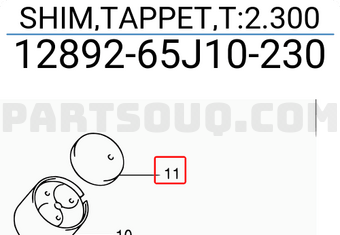 Suzuki 1289265J10230 SHIM,TAPPET,T:2.300