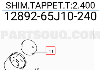 Suzuki 1289265J10240 SHIM,TAPPET,T:2.400