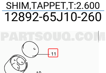 Suzuki 1289265J10260 SHIM,TAPPET,T:2.600