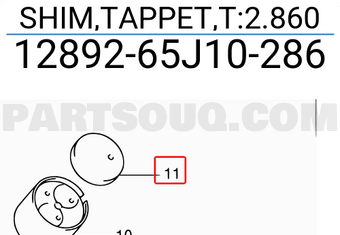 Suzuki 1289265J10286 SHIM,TAPPET,T:2.860