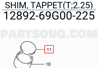 Suzuki 1289269G00225 SHIM, TAPPET(T;2.25)