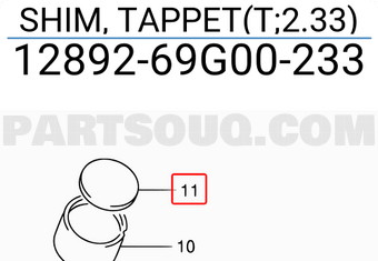 Suzuki 1289269G00233 SHIM, TAPPET(T;2.33)