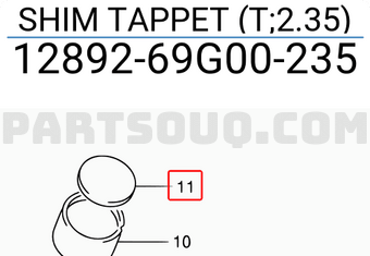 Suzuki 1289269G00235 SHIM TAPPET (T;2.35)
