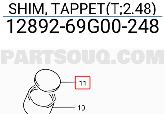 Suzuki 1289269G00248 SHIM, TAPPET(T;2.48)