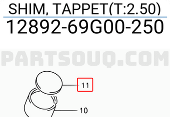 Suzuki 1289269G00250 SHIM, TAPPET(T:2.50)