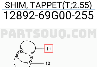 Suzuki 1289269G00255 SHIM, TAPPET(T;2.55)