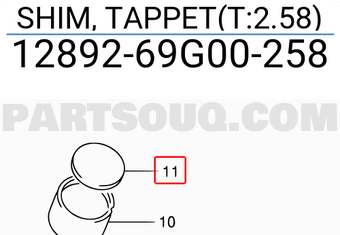 Suzuki 1289269G00258 SHIM, TAPPET(T:2.58)