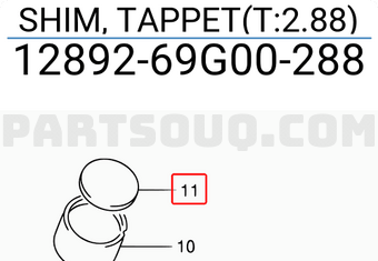 Suzuki 1289269G00288 SHIM, TAPPET(T:2.88)