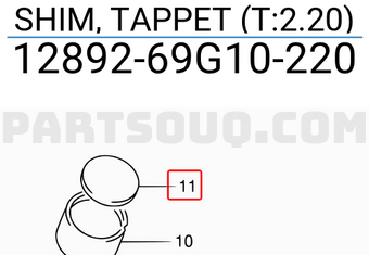 Suzuki 1289269G10220 SHIM, TAPPET (T:2.20)