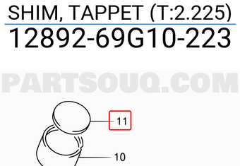 Suzuki 1289269G10223 SHIM, TAPPET (T:2.225)