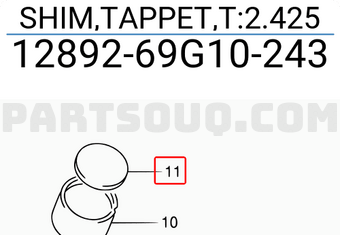 Suzuki 1289269G10243 SHIM,TAPPET,T:2.425