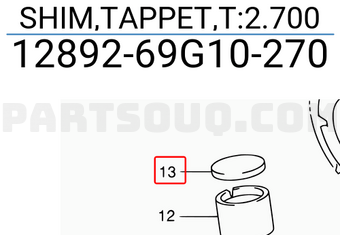 Suzuki 1289269G10270 SHIM,TAPPET,T:2.700
