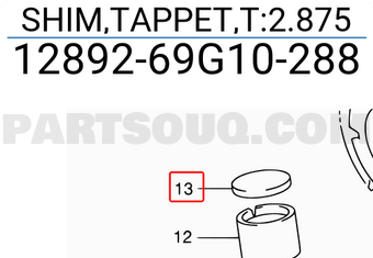 Suzuki 1289269G10288 SHIM,TAPPET,T:2.875