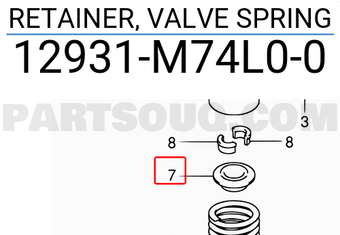 Suzuki 12931M74L00 RETAINER, VALVE SPRING
