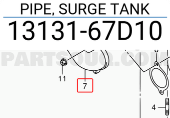Suzuki 1313167D10 PIPE, SURGE TANK