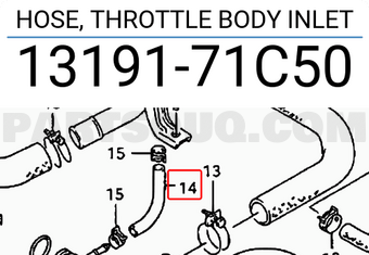 Suzuki 1319171C50 HOSE, THROTTLE BODY INLET