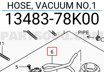 Suzuki 1348378K00 HOSE, VACUUM NO.1