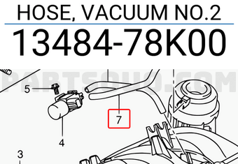 Suzuki 1348478K00 HOSE, VACUUM NO.2