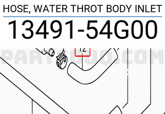 Suzuki 1349154G00 HOSE, WATER THROT BODY INLET