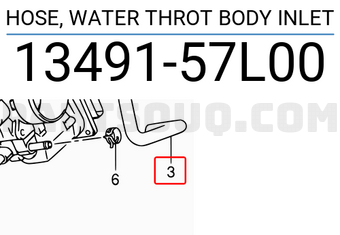 Suzuki 1349157L00 HOSE, WATER THROT BODY INLET
