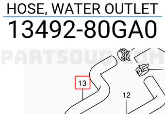 Suzuki 1349280GA0 HOSE, WATER OUTLET