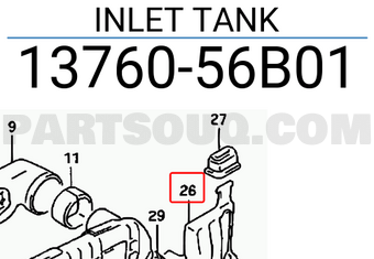 Suzuki 1376056B01 INLET TANK