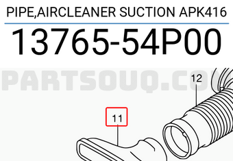 Suzuki 1376554P00 PIPE,AIRCLEANER SUCTION APK416