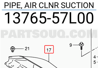 Suzuki 1376557L00 PIPE, AIR CLNR SUCTION