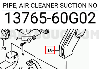 Suzuki 1376560G02 PIPE, AIR CLEANER SUCTION NO