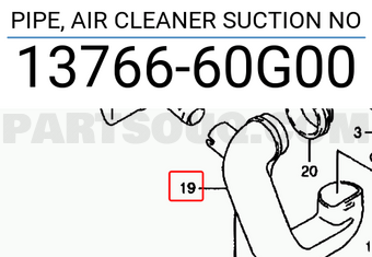 Suzuki 1376660G00 PIPE, AIR CLEANER SUCTION NO