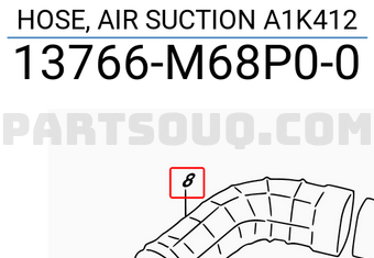 Suzuki 13766M68P00 HOSE, AIR SUCTION A1K412