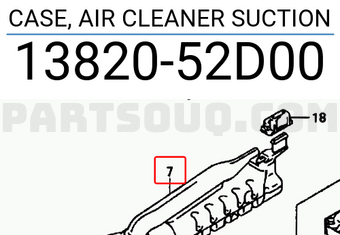 Suzuki 1382052D00 CASE, AIR CLEANER SUCTION