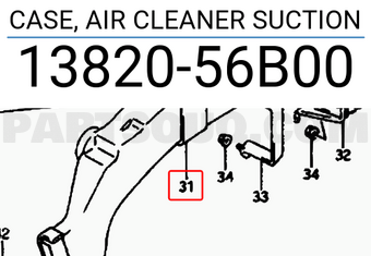 Suzuki 1382056B00 CASE, AIR CLEANER SUCTION