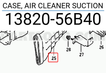 Suzuki 1382056B40 CASE, AIR CLEANER SUCTION