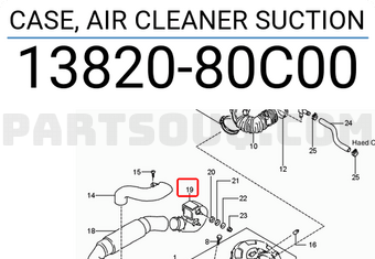 Suzuki 1382080C00 CASE, AIR CLEANER SUCTION