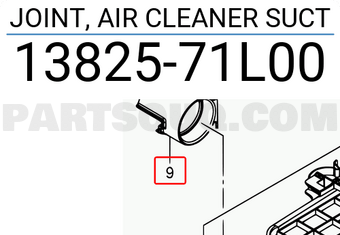 Suzuki 1382571L00 JOINT, AIR CLEANER SUCT