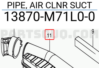 Suzuki 13870M71L00 PIPE, AIR CLNR SUCT